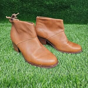 Toms Carpe Diem Tassel Pull Leather Ankle Booties US 7 Boho Prairie Brown